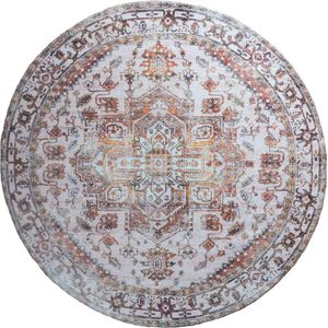 Veer Carpets - Vloerkleed Nora - Bruin - Rond - Ø120 cm