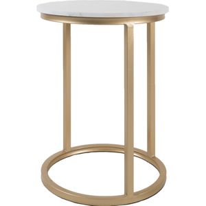Home67 - Laptoptafel Mitch - Rond - Wit/Goud - Marmer