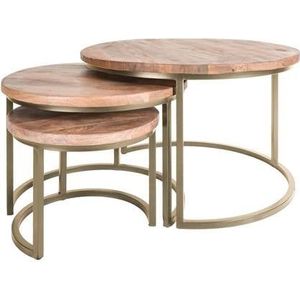 Home67 - Salontafel Set van 3 - Industri�le Salontafelset Erjan - Goud