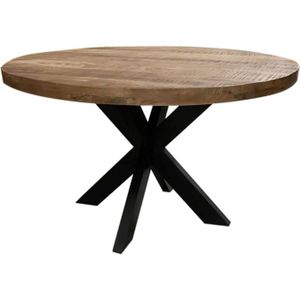Eettafel rond mangohout 150cm Jones bruin ronde industriële eettafel -Cyber Week