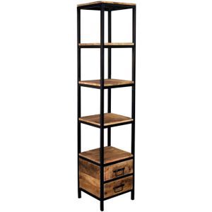 Boekenkast mangohout Jaell kast industrieel 183cm duurzaam massief hout mango wandkast