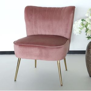 Fauteuil zitbank 1 persoons Rilaan velvet oud roze stoel