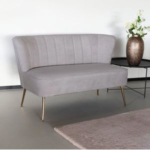 Lizzely Garden & Living Zitbank Rilaan 2 Zits Velvet Lichtgrijs - 130cm - Luxe en Comfortabel