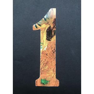 Huisnummer kliko sticker - Nummer 1 - Vincent van Gogh - container sticker - afvalbak nummer - vuilnisbak - brievenbus - CoverArt