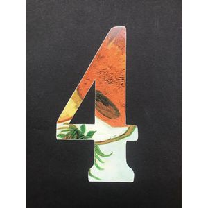 Huisnummer kliko sticker - Nummer 4 - Vincent van Gogh - container sticker - afvalbak nummer - vuilnisbak - brievenbus - CoverArt