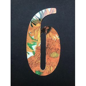 Huisnummer kliko sticker - Nummer 6 - Vincent van Gogh - container sticker - afvalbak nummer - vuilnisbak - brievenbus - CoverArt