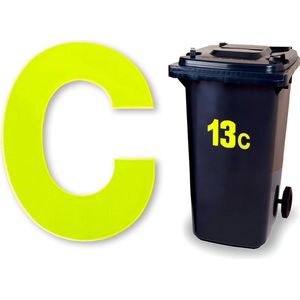 Huisnummer kliko sticker - Letter C - Geel Reflecterend - plakletter stickers - huisnummer letter - container letters - brievenbus letter - CoverArt
