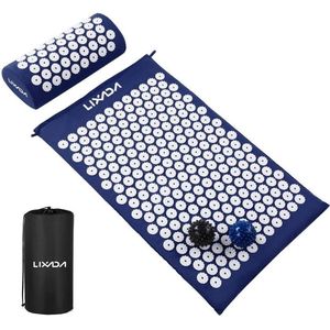Lixada acupressuur-set acupressuurmat met hoofdkussen en 2 stuks massageballen, draagtas, voor pijnverlichting en spierontspanning, 68 x 42 cm