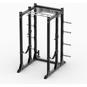 Krachtstation Evolve Fitness Full Power Rack FR-200 Cage - Voor Zwaar Commercieel gebruik of Professionele Home Gym - Duurzaam Frame - Volledig Verstelbaar - Multi Grip Pull-Up Bar - Veiligheidsbanden - 1000KG Belastbaar - Goede Garantievoorwaarden