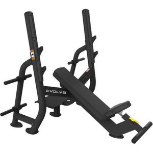 Evolve Fitness Olympic Incline Bench Press PR-210 - Halterbank / Halterstation - Bankdrukken - Voor Zwaar Commercieel gebruik of Professionele Home Gym - Duurzaam Frame - Uitstekende Garantie - Incl. Spotting Deck & Gewichtopslagpinnen -