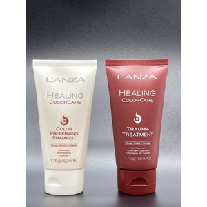 L'anza Healing Colorcare Travelsize set Shampoo color preserving 50ml & creme Trauma treatment leave-in 50ml - kleurbehoud tot wel 107%