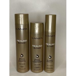 L'anza Healing Blonde set - Shampoo Bright blond 300ml & Conditioner Bright Blonde 250ml & balsem Blonde Rescue 150ml -  voor het mooiste en helderste blond -  herstellend