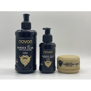 NOVON Barber Club Baard Set - Shampoo & Beard Styling Cream & Beard Pomade - groom je baard in model