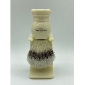 Mondial Basic Houder voor scheerkwast - ivoor + Mondial Scheerkwast Basic Silvertip Fibre – Ivoor