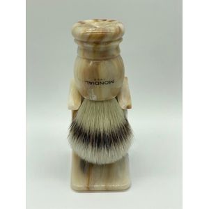 Mondial 1908 scheerset - Scheerkwast Basic Silvertip Fibre - Basic Houder voor scheerkwast - hoornbruin