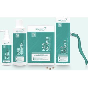 Neofollics Behandeling voor Alopecia Androgenetica - Shampoo 250ml - Lotion 90ml - Tablets 110st. - Hoofdhuidroller