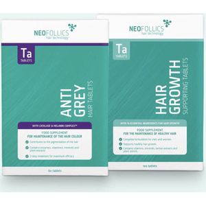 Neofollics Behandeling voor kleurrijk en gezond haar - Anti Grey 60st - Hait Growth 110st.