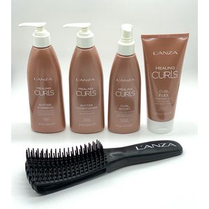 L’anza Healing Curls set + gratis curls borstel - Curls shampoo - Curls conditioner - Curls boost spray - Curls flex gel - VEGAN
