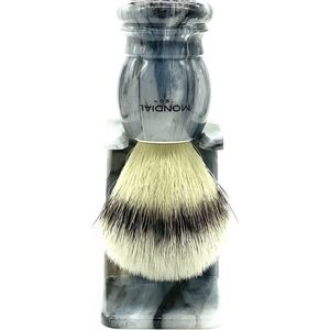 Mondial 1908 Scheerkwast + houder - grijs gemarmeerd