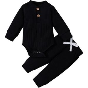 Newborn Kleding - Baby Kleding Meisje - Baby Kleding Jongens - Babykleertjes Set 2/delig 0-3 Maanden -Zwart