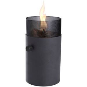 UGAS - Verstelbare Gaslantaarn - Werkt op butaangas - Zwart - Hoog 31 cm - met Decoratiestenen - Instelbare vlam