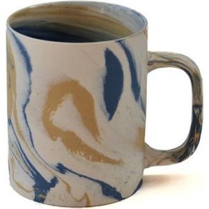 Floz koffiemok theemok - keramiek - geel en blauw - - 350ml - fairtrade