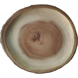 Floz Design houten boomschijf serveerplank - boomschijf platte schaal - diameter tussen 23 en 27 cm - fairtrade