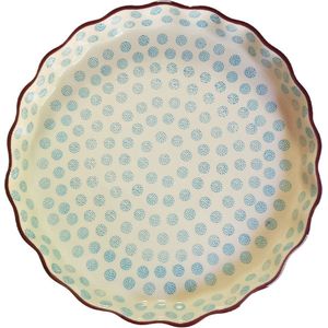 Floz Design aardewerk quichevorm - taartvorm van steen - blauw patroon - 27 cm - fairtrade