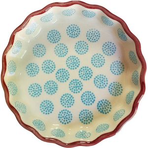 Floz Design aardewerk tartelette - kleine taartvormpjes van steen - blauw patroon - set van 2 - fairtrade