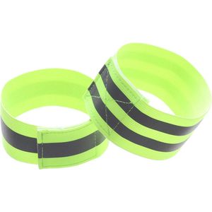 Sport - reflecterende zweetband - arm - reflecterend - geel grijs - 2 grijze strepen