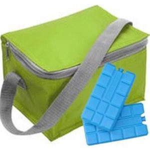 Kleine mini koeltas Groen voor 6 blikjes inclusief 1 koelelement - Compacte koelboxen/koeltassen en elementen