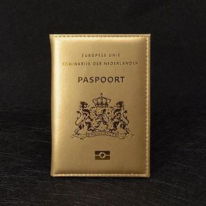 GoedHandel - Gouden Kunstleren Paspoorthouder - Paspoort Hoesje - Cover - Nederland