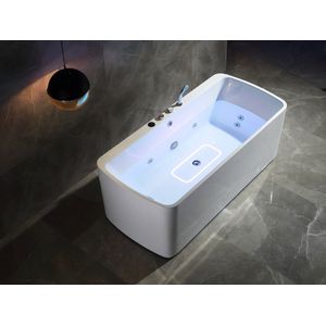 Mawialux vrijstaand massagebad met LED verlichting en bluetooth - 170x79x64cm - Glans Wit
