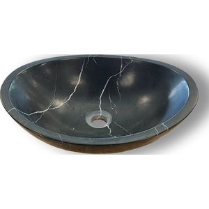 Mawialux opzet waskom - Zwart Wit Marmer - 45x35cm - Seirra