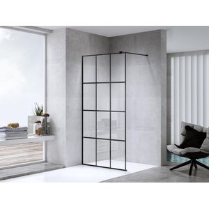 Mawialux douchewand 90x195cm - 8mm veiligheidsglas met nano coating - Mat zwart - Ohio 90 MZ