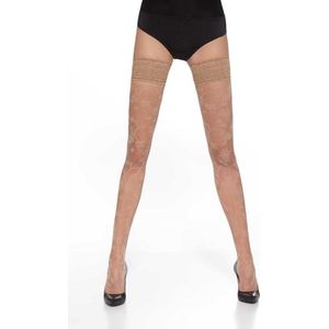 Bas Bleu micro Net Hold Up Kousen met bloemen patroon Verona 20DEN, kleur natural maat M (3)