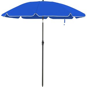 parasol, Ø 160 cm, marktparasol, UV-bescherming UPF 50+, zonwering, achthoekige tuinparasol van polyester, ribben van glasvezel, met draagtas, blauw GPU60BU