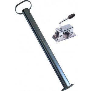 Steunpoot Ø48mm x 700 mm - Inclusief klem - Stalen steunpoot aanhangwagen met handvat
