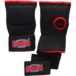 Rumble - Binnenhandschoenen Boksen - Bandage Boksen - Zwart-Rood met Stevige strap XS