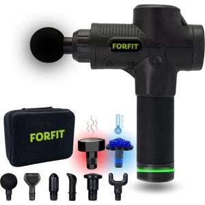 SALE - FORFIT Massage Gun Hot & Cold - Black – 30 Standen en 8 Opzetstukken – Draadloos en stil – Professioneel Massage apparaat- Massage Pistool - Warmte en Koude Therapie