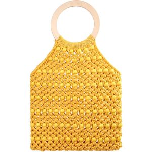 Tas Happy Life/tas met houten kralen/geel