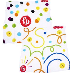 Fisher Price spuugdoek, set van 2 stuks hydrofiele doekjes, 60x60 cm