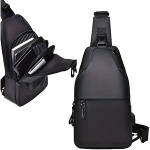 Sling tas - borsttas met USB-oplaadpoort - mannen en vrouwen schoudertas - lichtgewicht sling bag crossbody heren