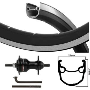 Kgs voorwiel 28 inch (622) velg zwart spaken zwart rollerbrake vaste as