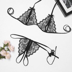 LINGERIE SET top + slip  - zwart