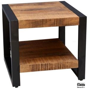 Salontafel Bijzettafel Industrieel Design | Mangohout en Staal | 50x50x45