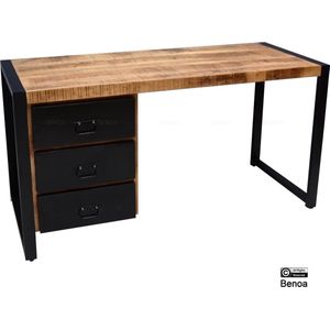 MD Interior - Ivy Bureau - Zwart - Staal - Hout - 145x58x74cm