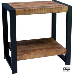 Bijzettafel / Nachtkastje Industrieel Design | Mangohout en Staal | 60x40x60