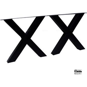 X tafelpoot eettafel metaal 8x8 cm Set - Zwart