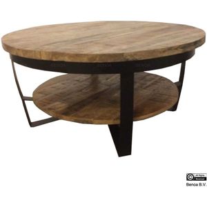 Iron Paras Coffee Table 65 Black Iron Stand, Wood Natural finish